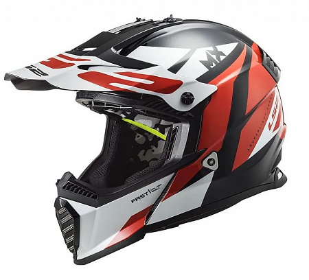 Кроссовый шлем LS2 MX437 FAST EVO STRIKE BLACK WHITE RED Кроссовый шлем LS2 MX437 FAST EVO STRIKE BLACK WHITE RED